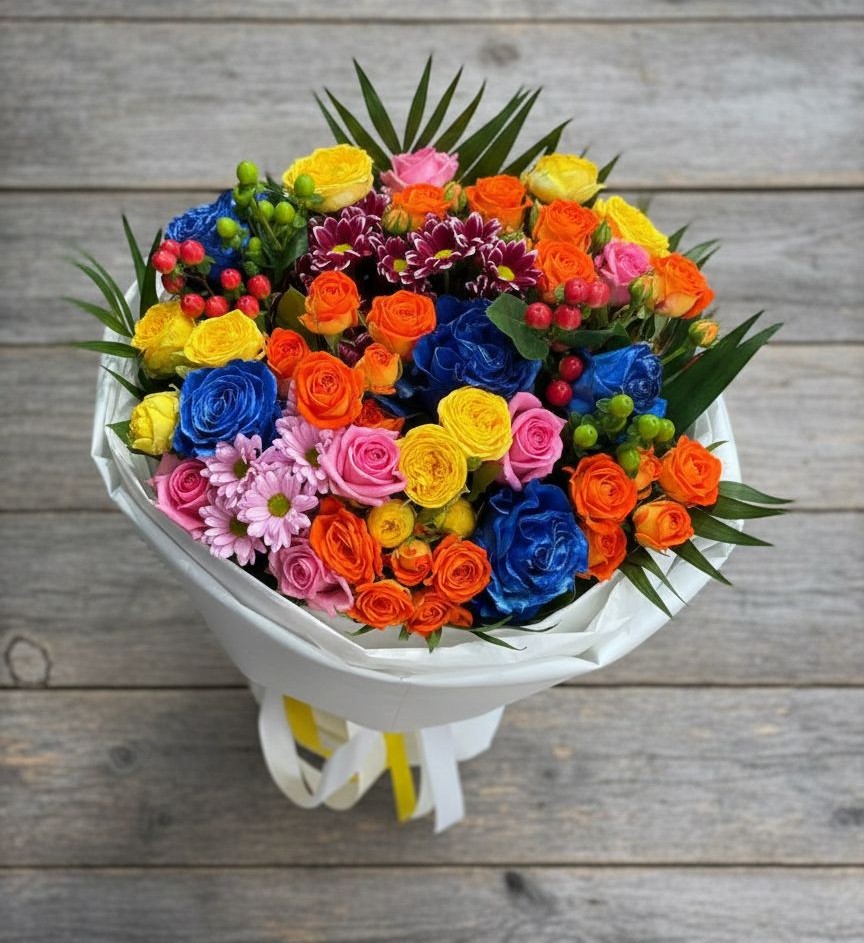 Букет цветов из: Розы и Хризантемы в Заозерске