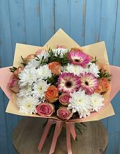 Букет цветов из:  Розы, Герберы и Хризантемы в Заозерске