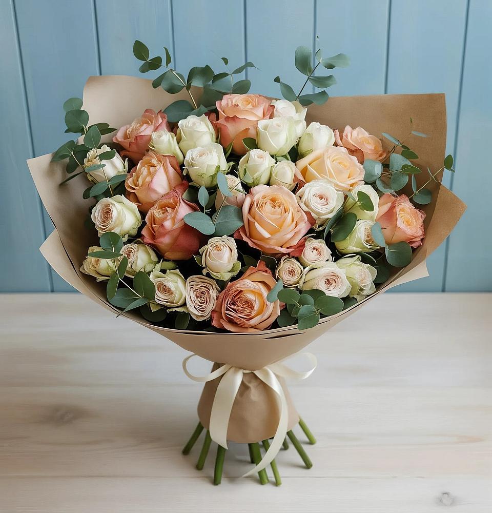 Букет цветов из: Альстромерии и Розы в Заозерске