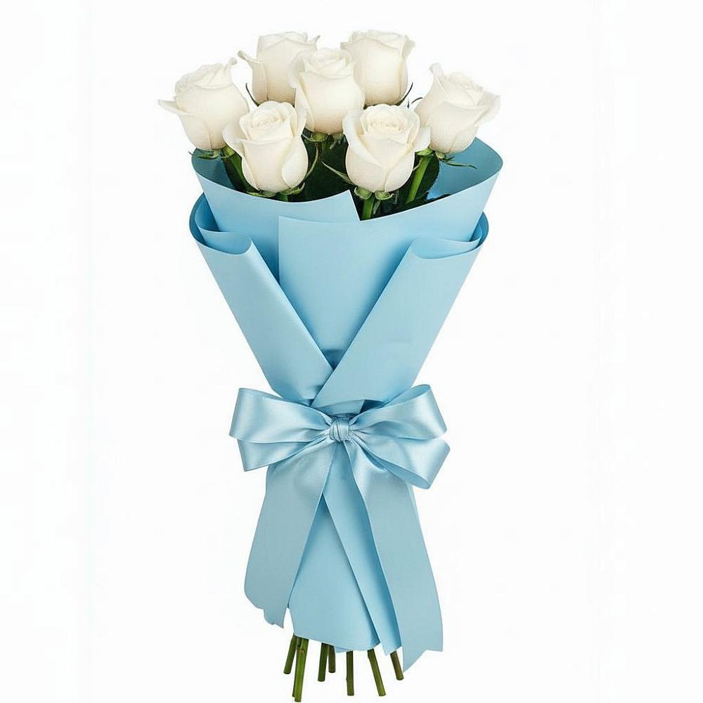 Букет 7 белых роз Проуд в Заозерске