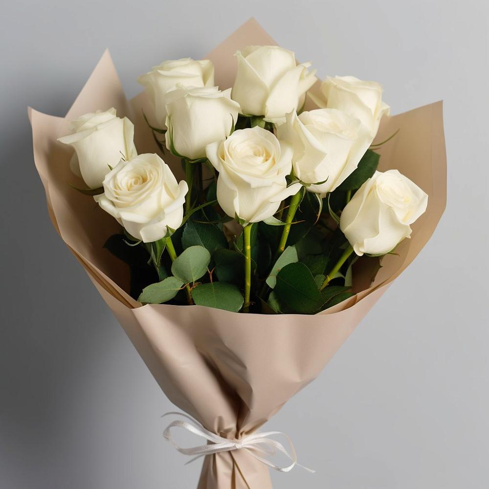 Букет 9 Белых роз Эдлесс Лав в Заозерске