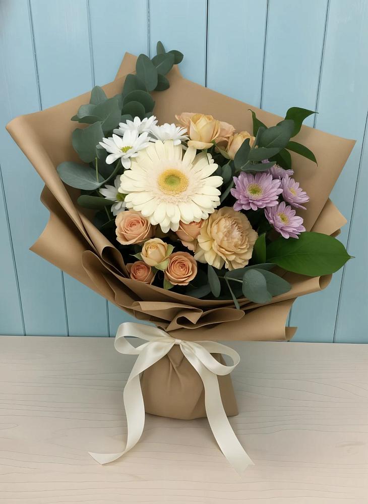 Букет цветов из: Герберы и Хризантемы в Заозерске