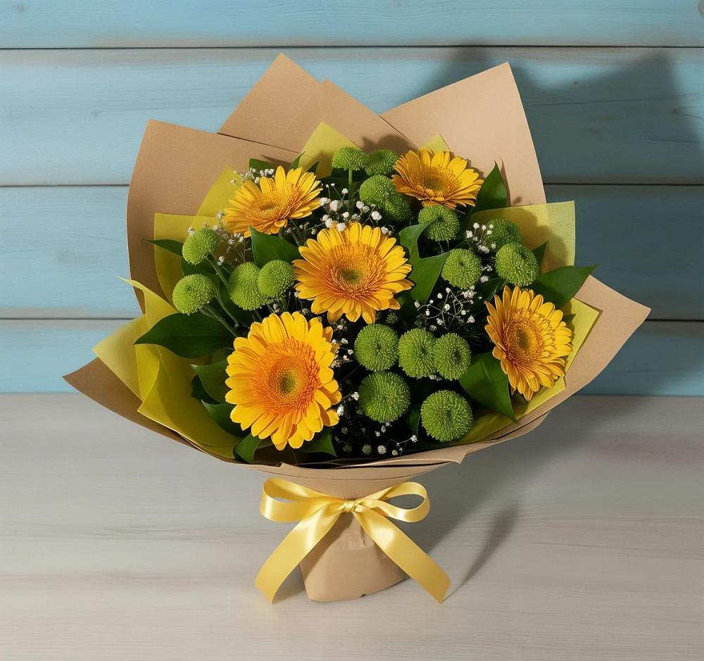 Букет цветов из: Герберы и Хризантемы в Заозерске