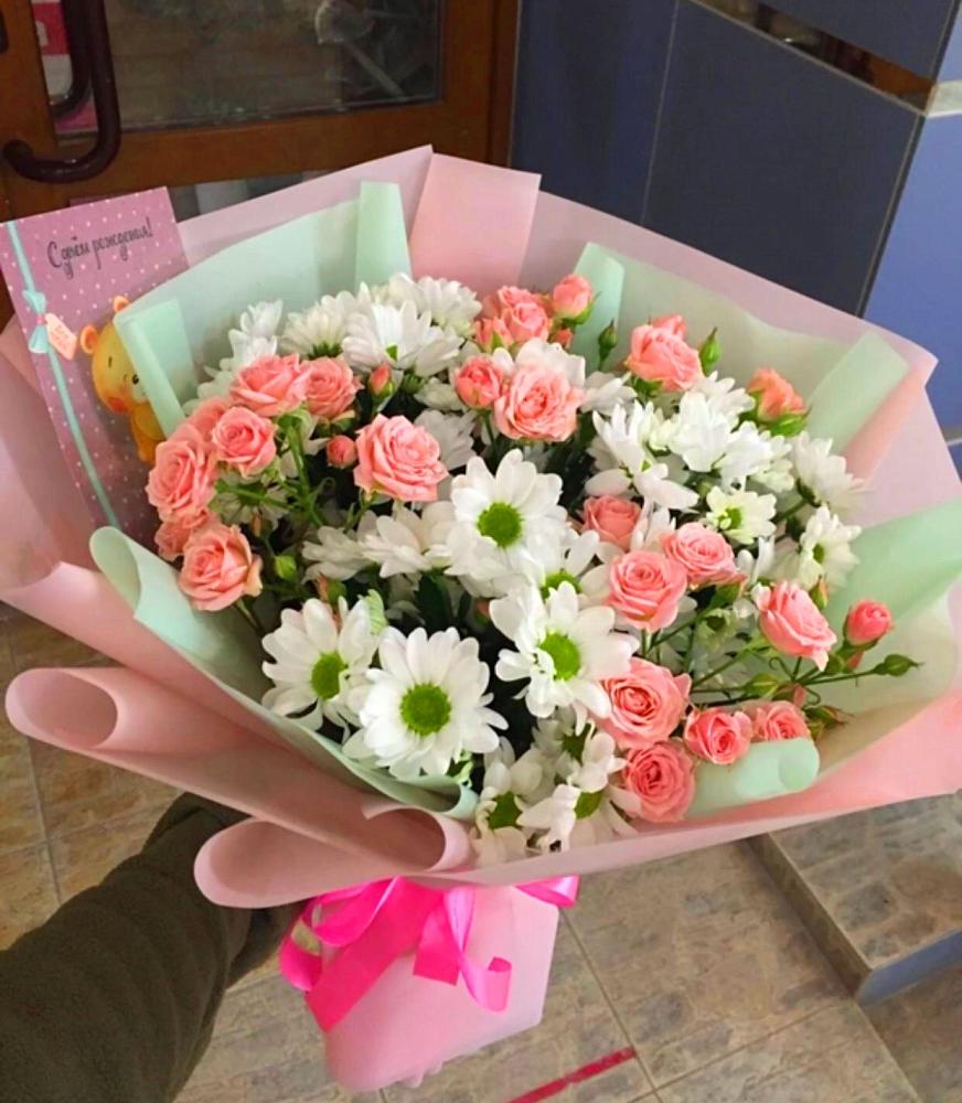 Букет цветов из: Розы и Хризантемы в Заозерске