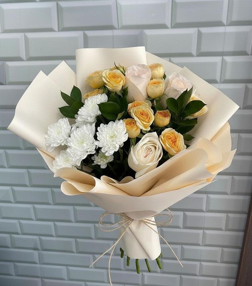 Букет цветов из: Розы и Хризантемы в Заозерске