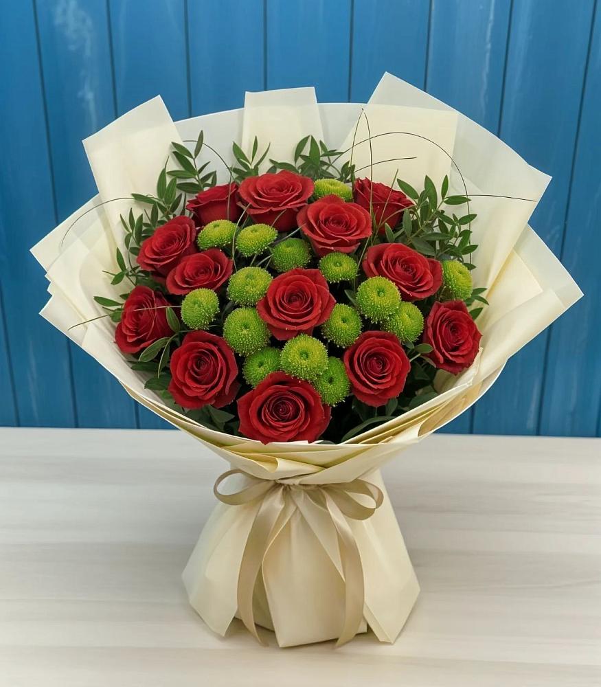 Букет цветов из: Розы и Хризантемы в Заозерске